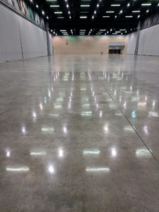 Low maintenance exhibit hall concrete floors. 
