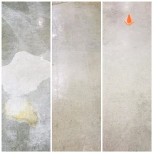 Removing battery acid stains in polished concrete floors. 