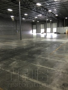 A floor in need of concrete polishing for warehouse floors. 