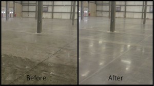 Before and after floor cleaning and sealing. 
