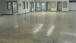 Polished concrete reveals ghosting on floors from previos vct installation.