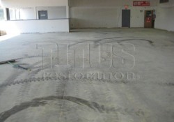 Tire marks in concrete floor