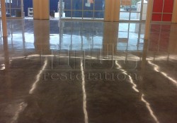 Concrete can become discolored after polishing becuase of the way the paste was trowelled.