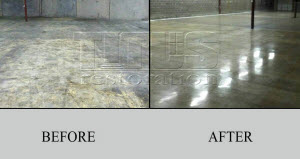 Remove epoxy from concrete floors to polish. 